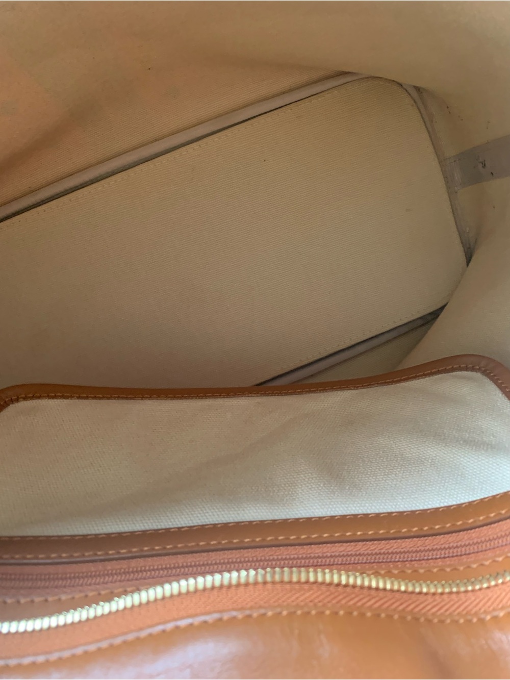MCM Cognac Visetos Tote with Navy and Orange Center Stripe with Bone. EUC - Picture 16 of 16